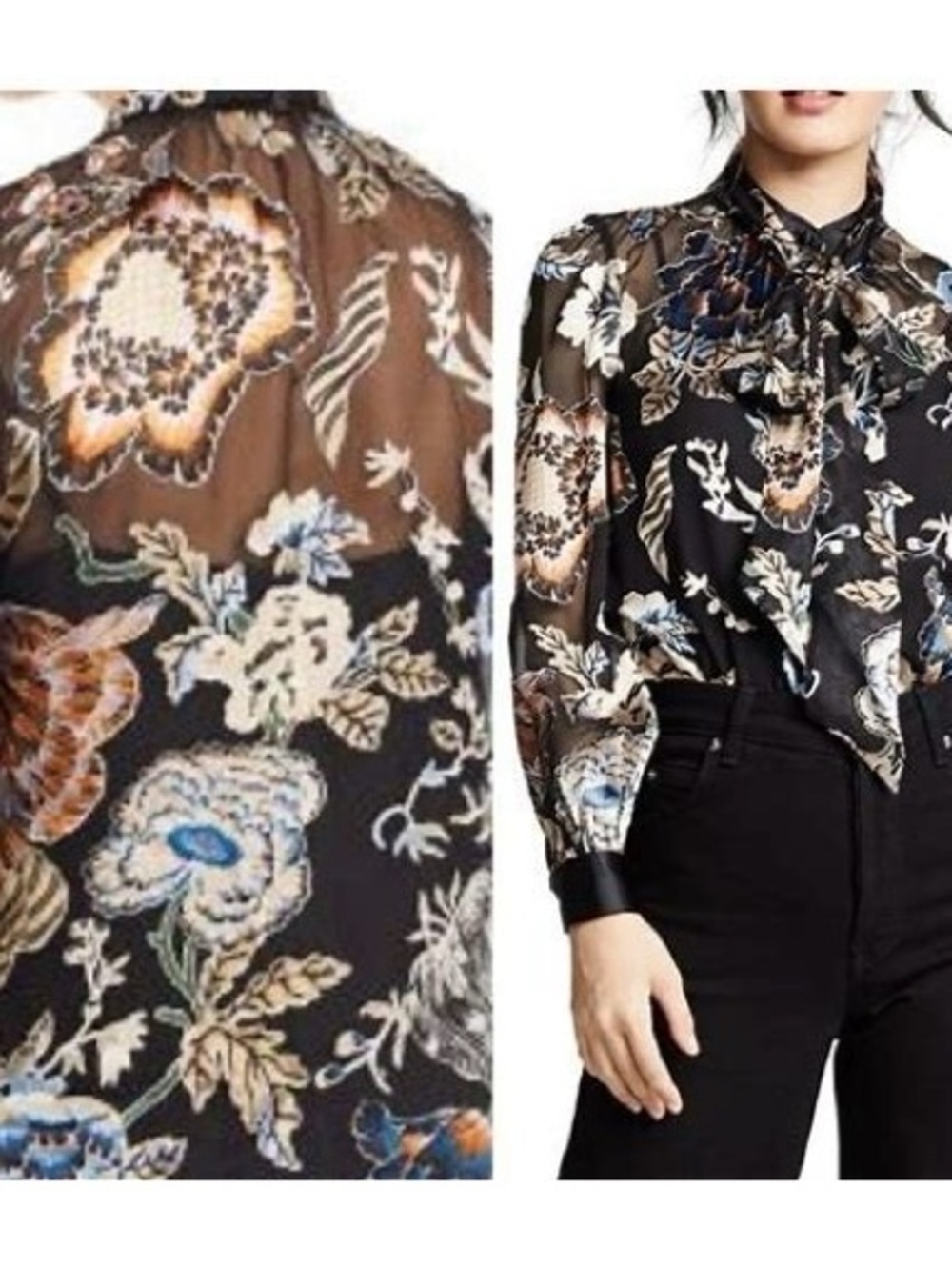 NWT Tory Burch Happy Times Floral Silk Bow Blouse 2